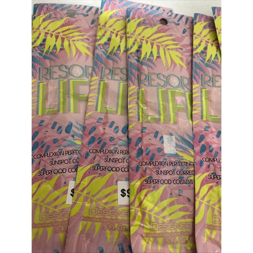 Lot Of 7 Designer Skin Tanning Lotion Packets Resort life Complexion Sunspots